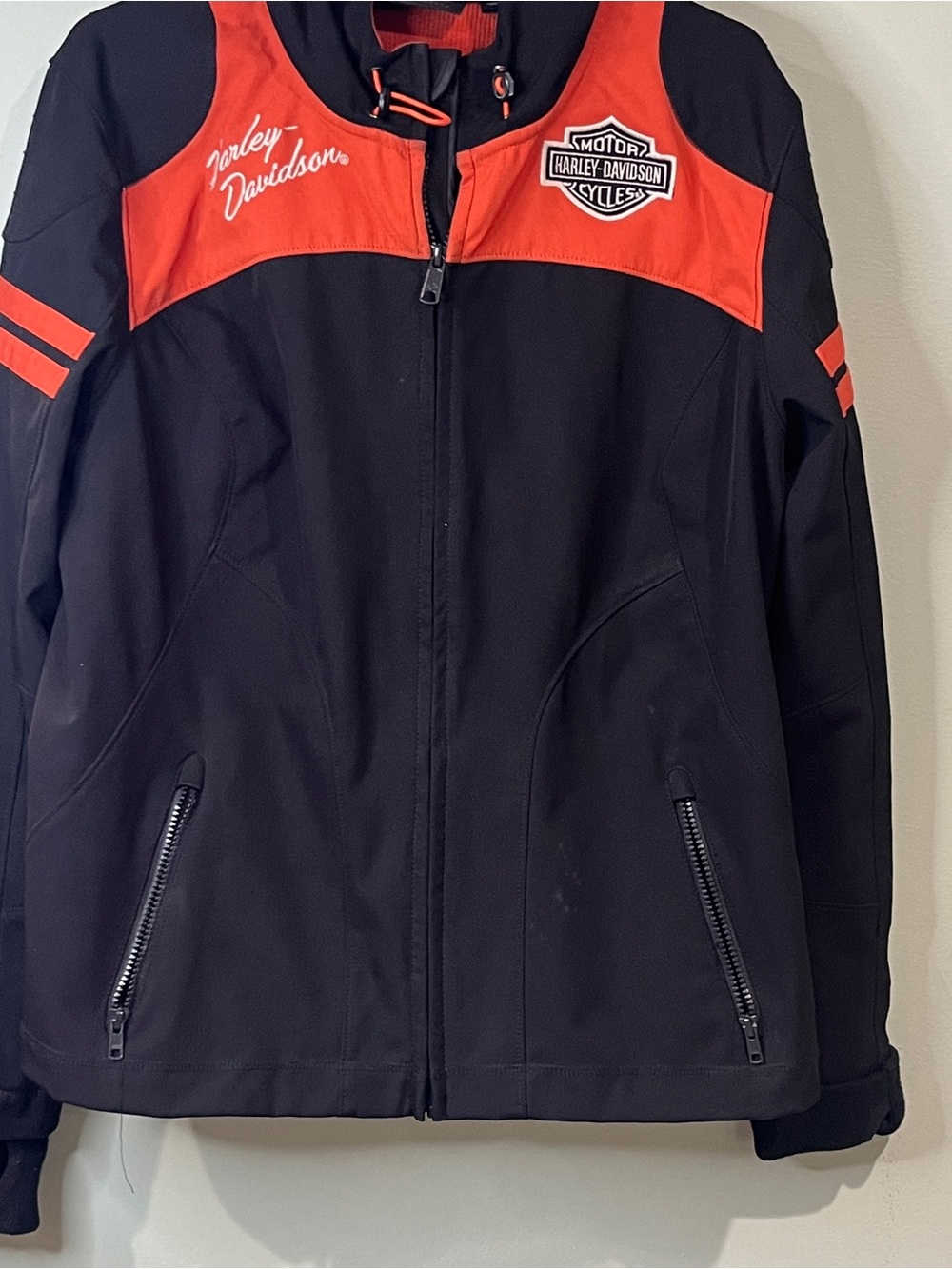 Harley-Davidson Black and Orange Women's Soft Shell Jacket